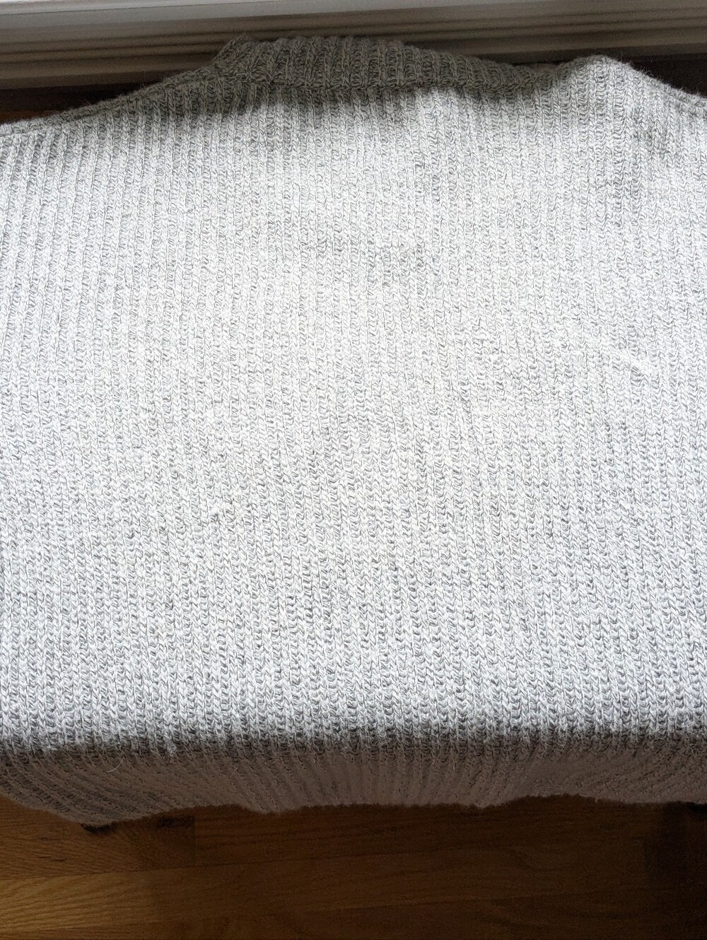 Men's Vintage Half-Zip Ribbed Sweater in Light Gray - Picture 5 of 5